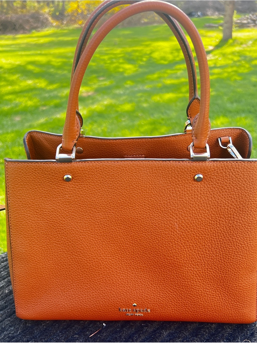 kate spade Orange Pebbled Leather Tote Shoulder Bag